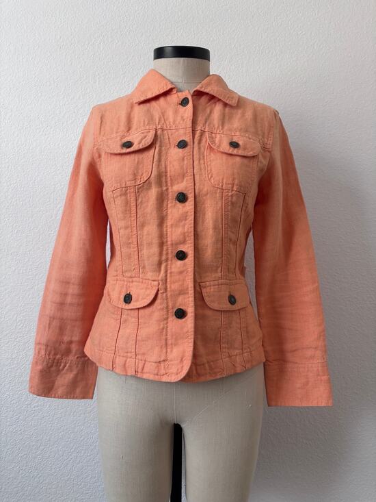J jill Jackets & Blazers - J jill - 100% Linen Summer Melon Orange Utility Jacket Size XSP